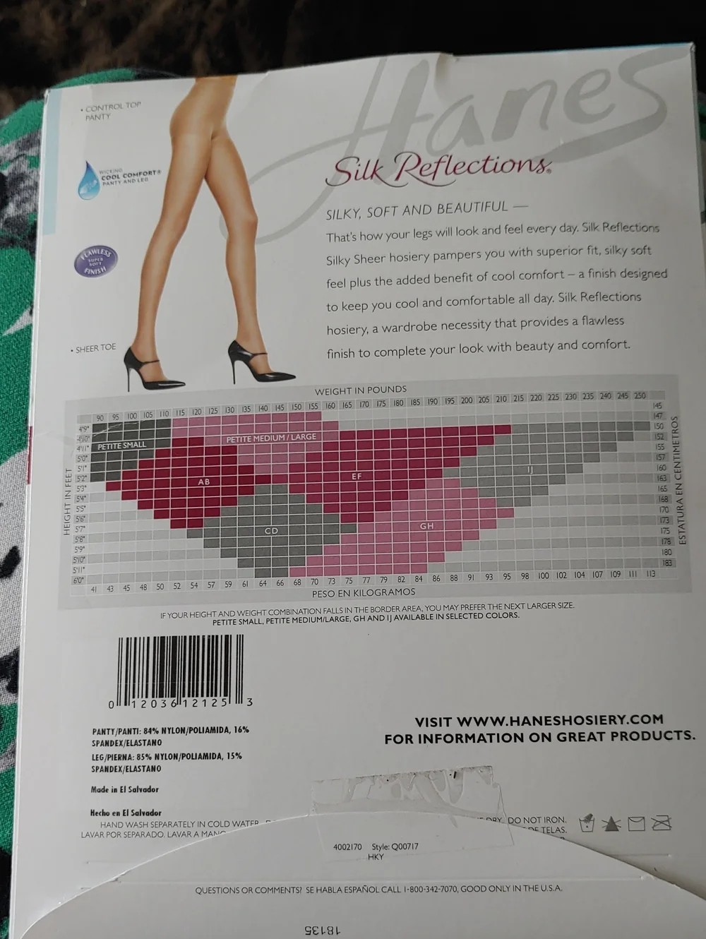 NWT Hanes Sz EF Silk Reflections Silky Sheer Control Top Sheer Toe Pantyhose